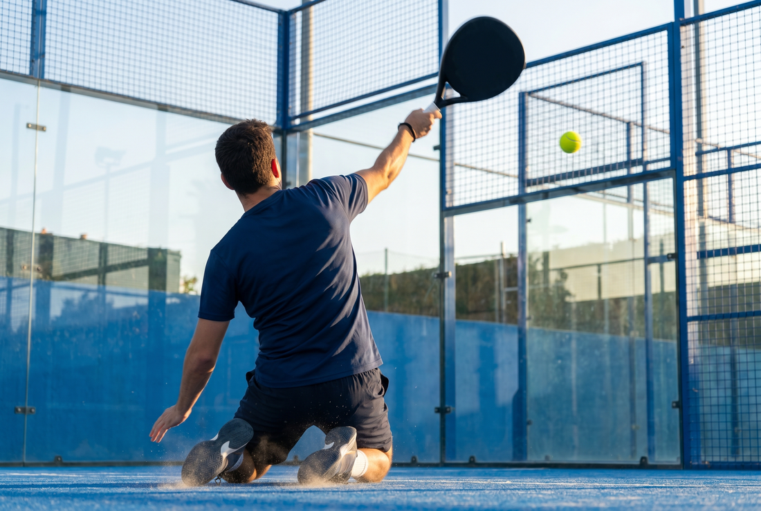 Padelspieler beim kraftvollen Overhead-Smash – Spielstil Power
