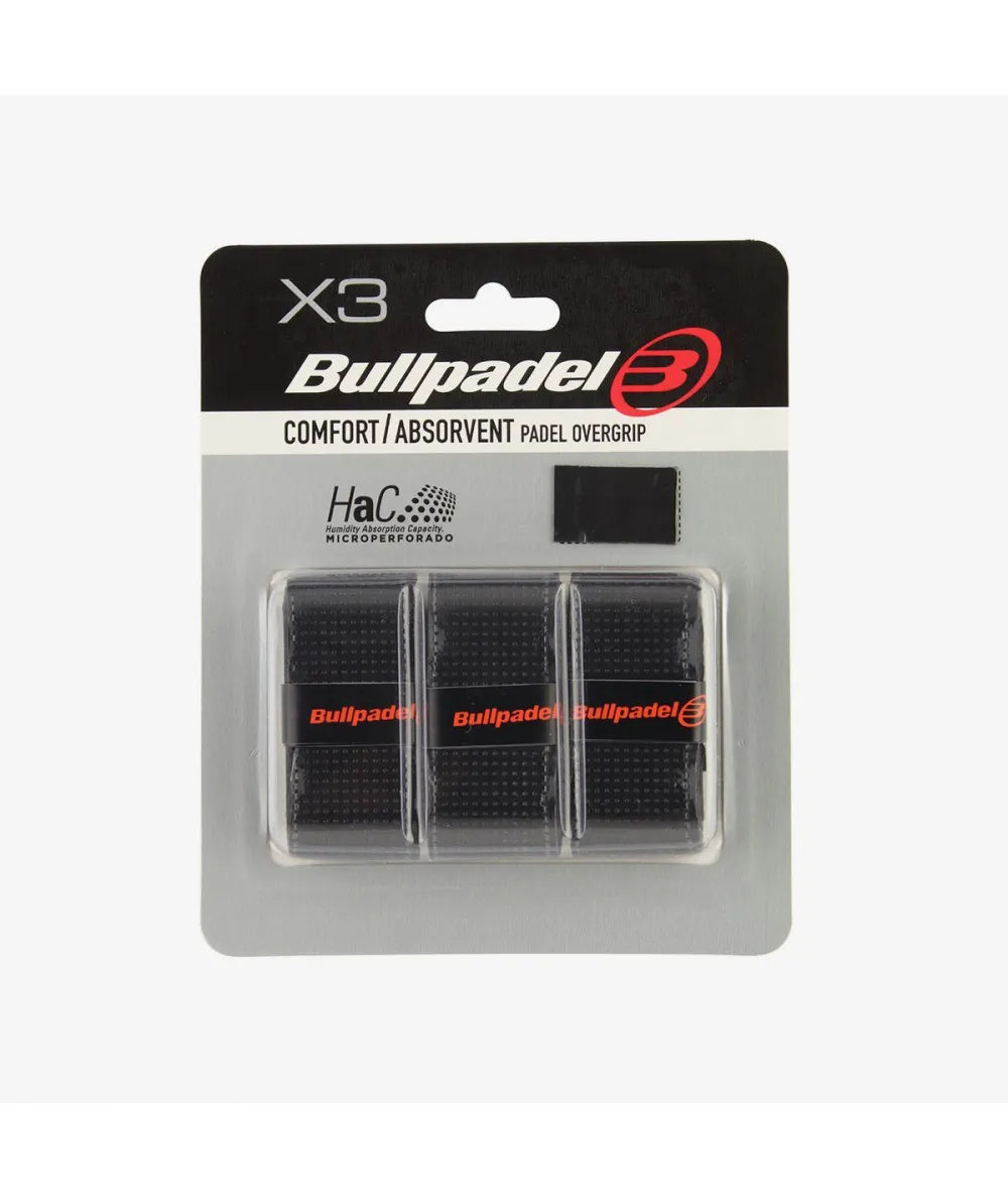 Bullpadel GB-1201 Comfort & Absorbent Overgrip Schwarz (3er-Pack)