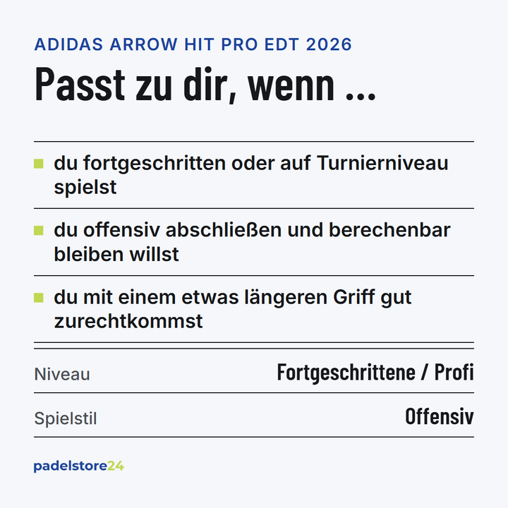 Adidas Arrow Hit Pro EDT 2026 – Zielgruppe und Spielertyp