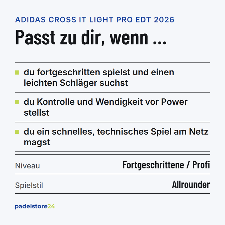 Adidas Cross It Light Pro EDT 2026 – Zielgruppe und Spielertyp