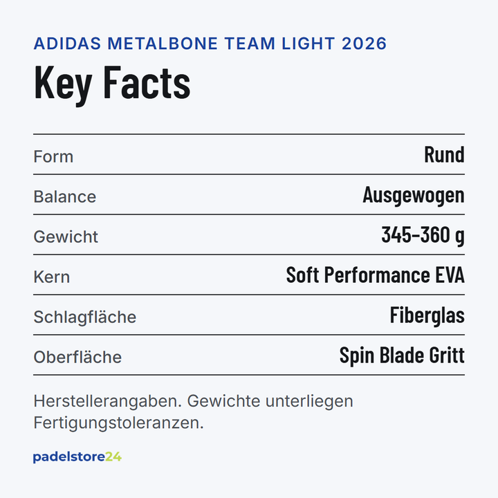 Adidas Metalbone Team Light 2026 – Schlägerform, Balance, Gewicht und Materialien