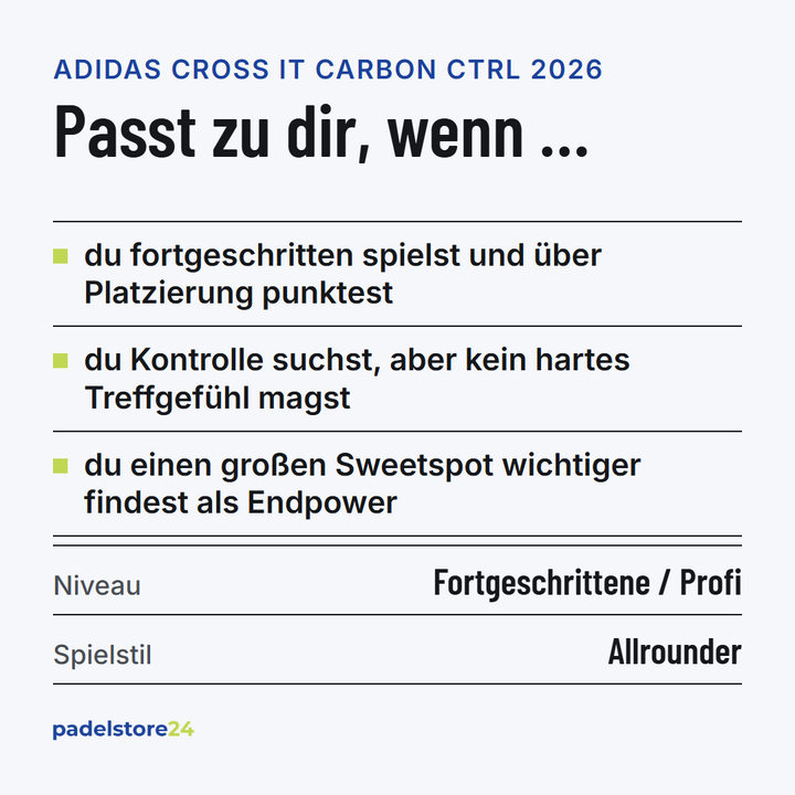 Adidas Cross It Carbon Ctrl 2026 – Zielgruppe und Spielertyp