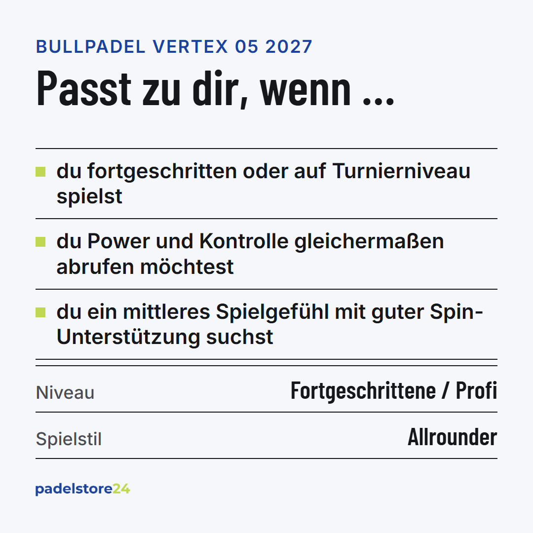 Bullpadel Vertex 05 2027 – Zielgruppe und Spielertyp