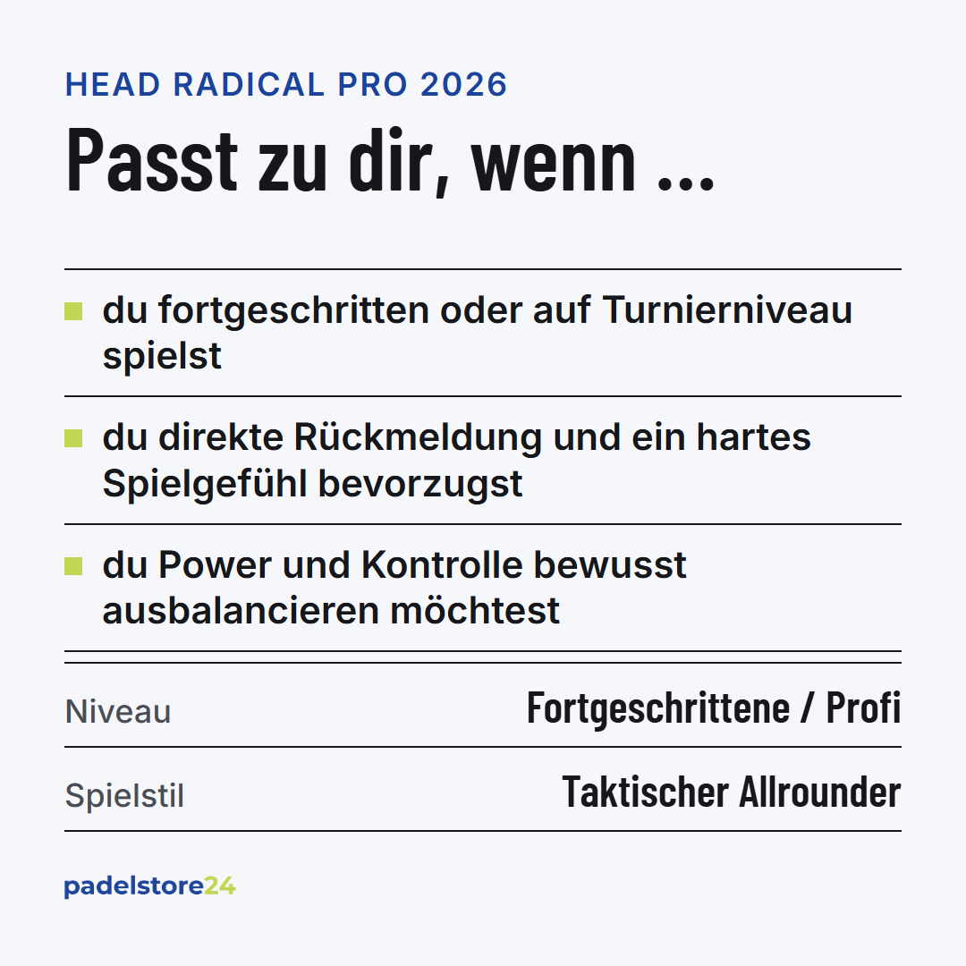 Head Radical Pro 2026 – Zielgruppe und Spielertyp