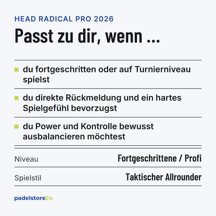 Head Radical Pro 2026 – Zielgruppe und Spielertyp