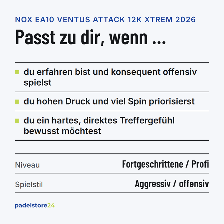 NOX EA10 Ventus Attack 12K Xtrem – Zielgruppe und Spielertyp