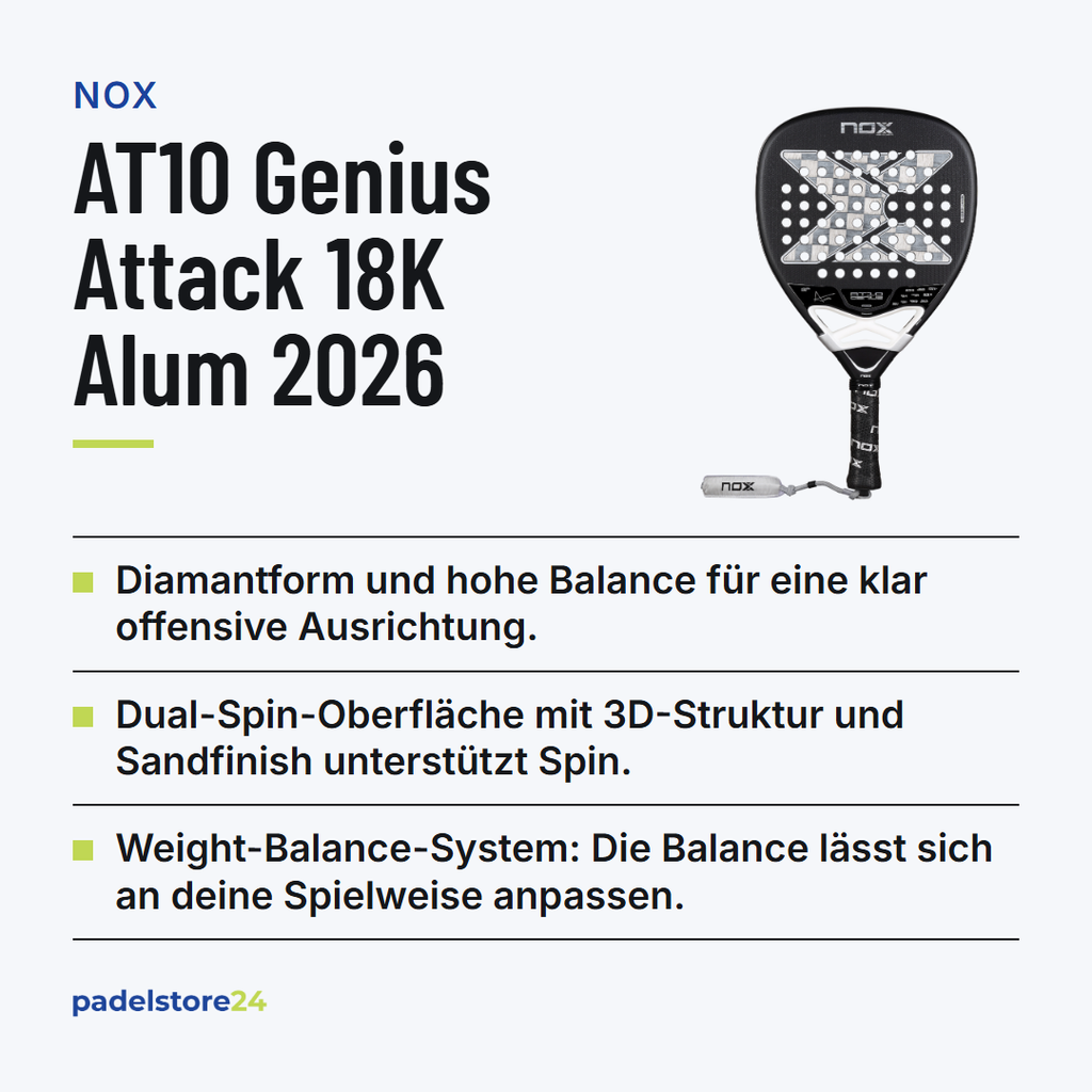 NOX AT10 Genius Attack 18K Alum 2026 – Produktübersicht