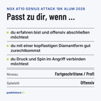 NOX AT10 Genius Attack 18K Alum 2026 – Zielgruppe und Spielertyp