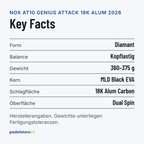 NOX AT10 Genius Attack 18K Alum 2026 – Schlägerform, Balance, Gewicht und Materialien