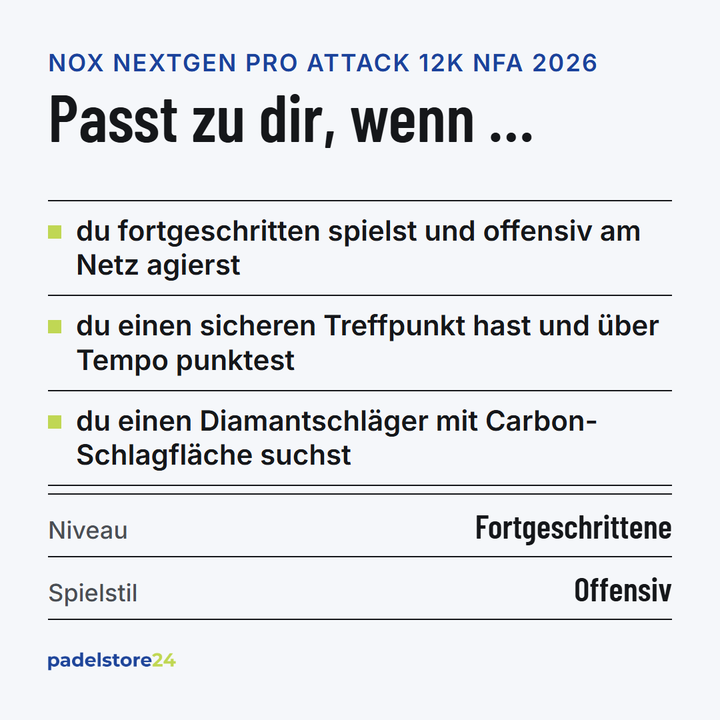 NOX NextGen Pro Attack 12K NFA Series 2026 – Zielgruppe und Spielertyp