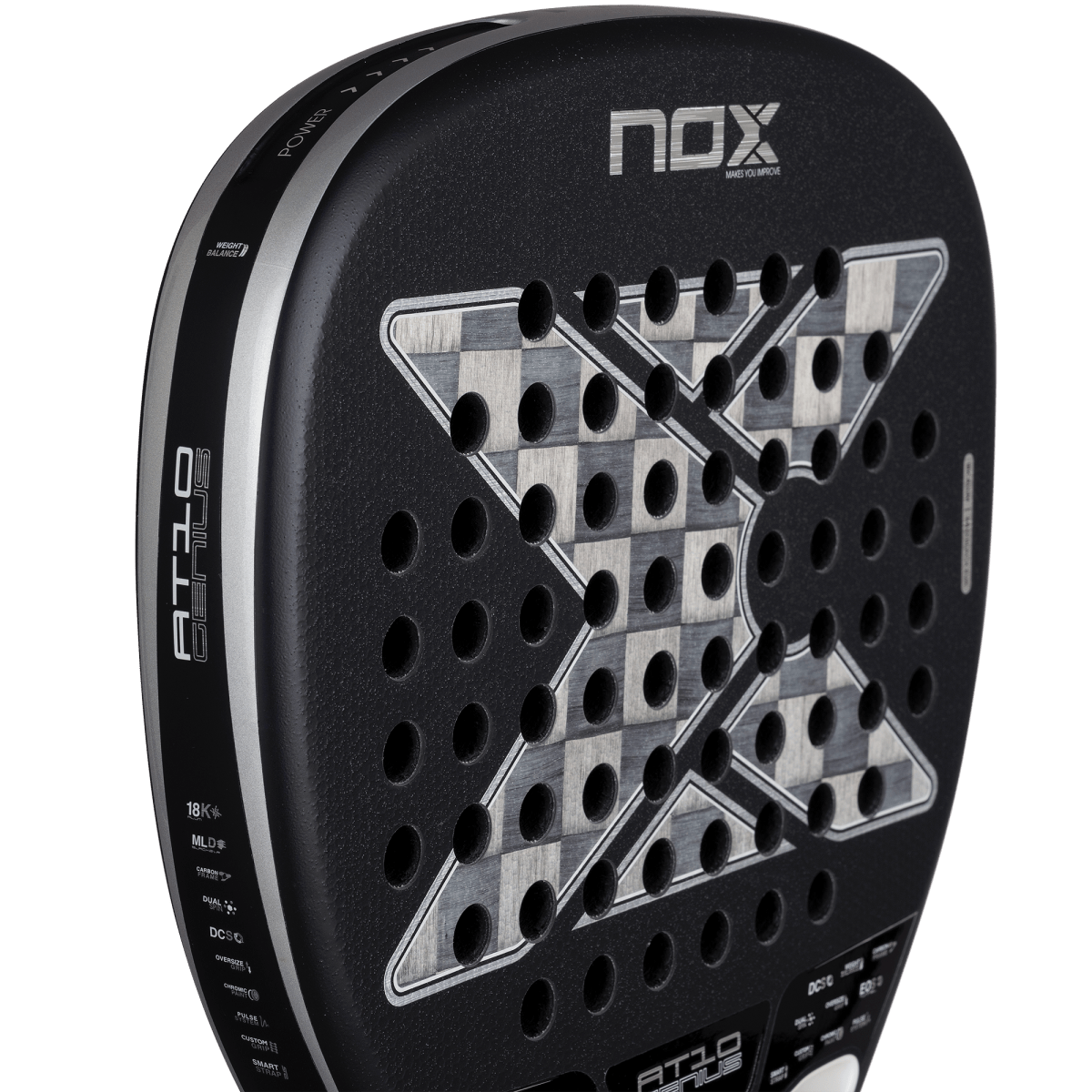 NOX AT10 Genius Attack 18K Alum 2026 – Detailansicht Schlagfläche