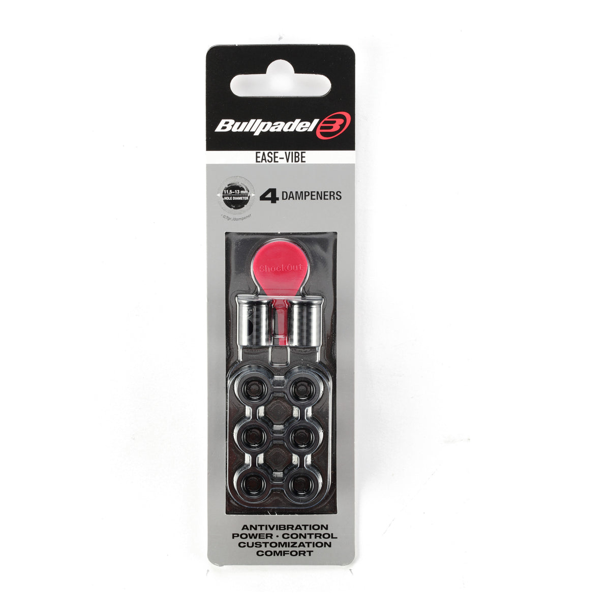 Bullpadel Ease-Vibe Vibrationsdämpfer Schwarz 4er-Set – Verpackung