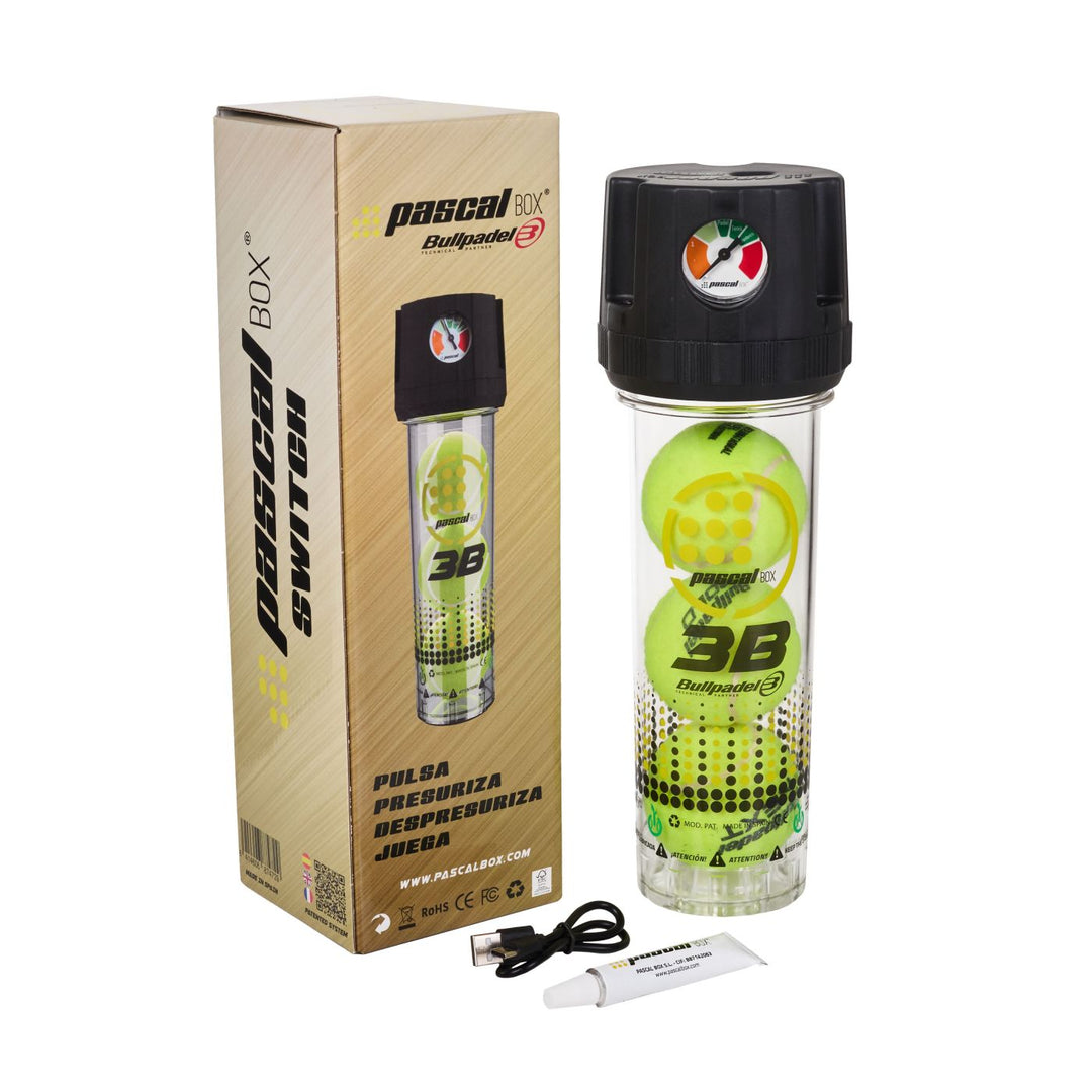 Bullpadel Pascal Box Switch mit integriertem Akku-Kompressor und Manometer