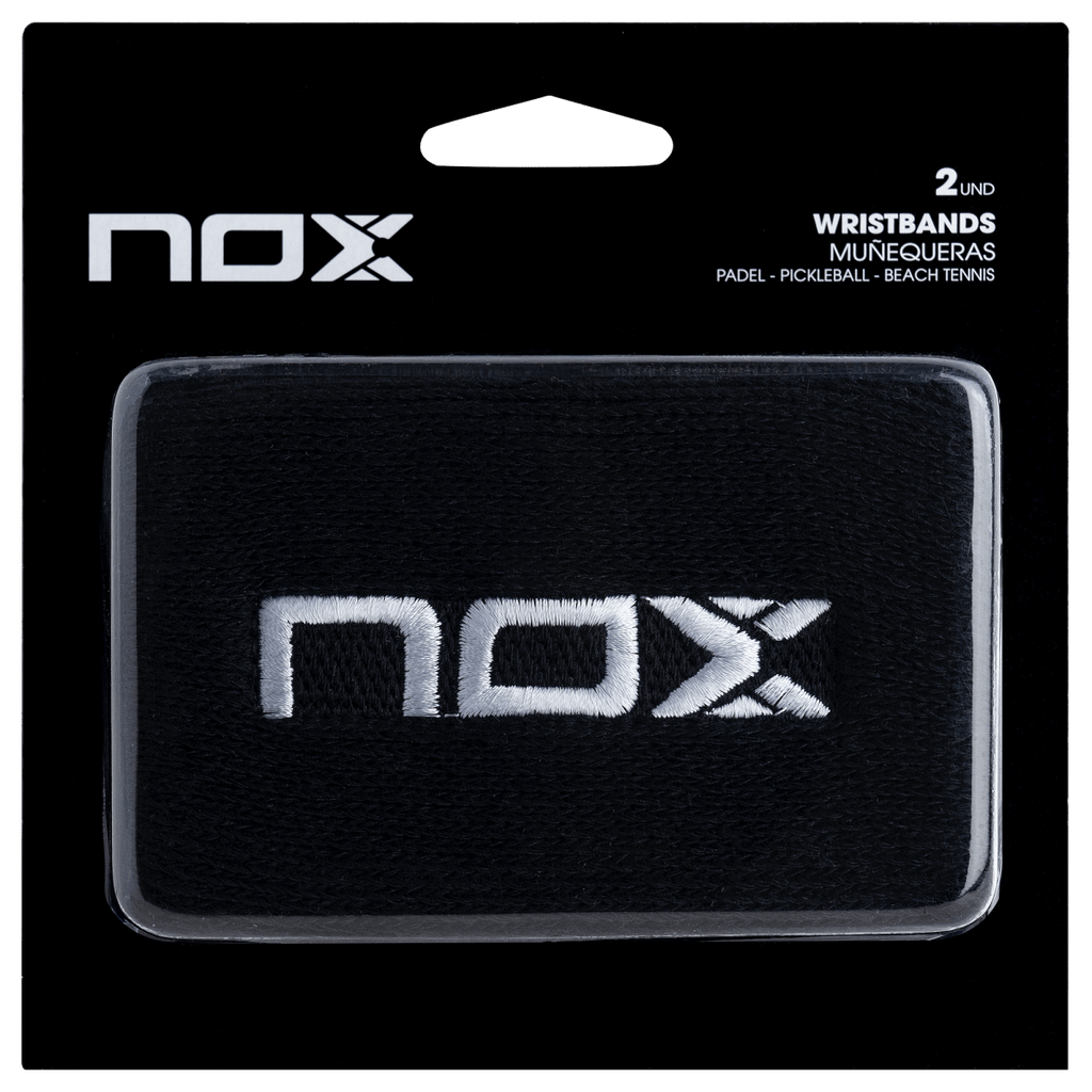 NOX Schweißbänder Schwarz mit weißem Logo, 2er-Pack