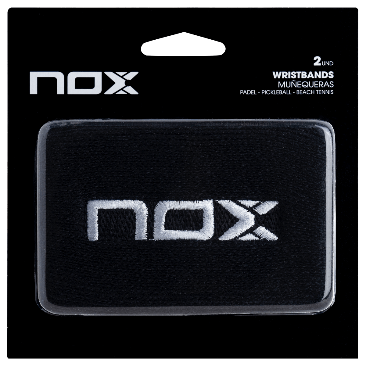 NOX Schweißbänder Schwarz mit weißem Logo, 2er-Pack
