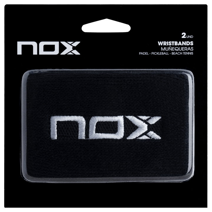 NOX Schweißbänder Schwarz mit weißem Logo, 2er-Pack