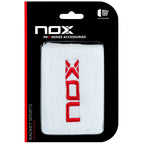 NOX Schweißbänder Weiß mit rotem Logo, 2er-Pack