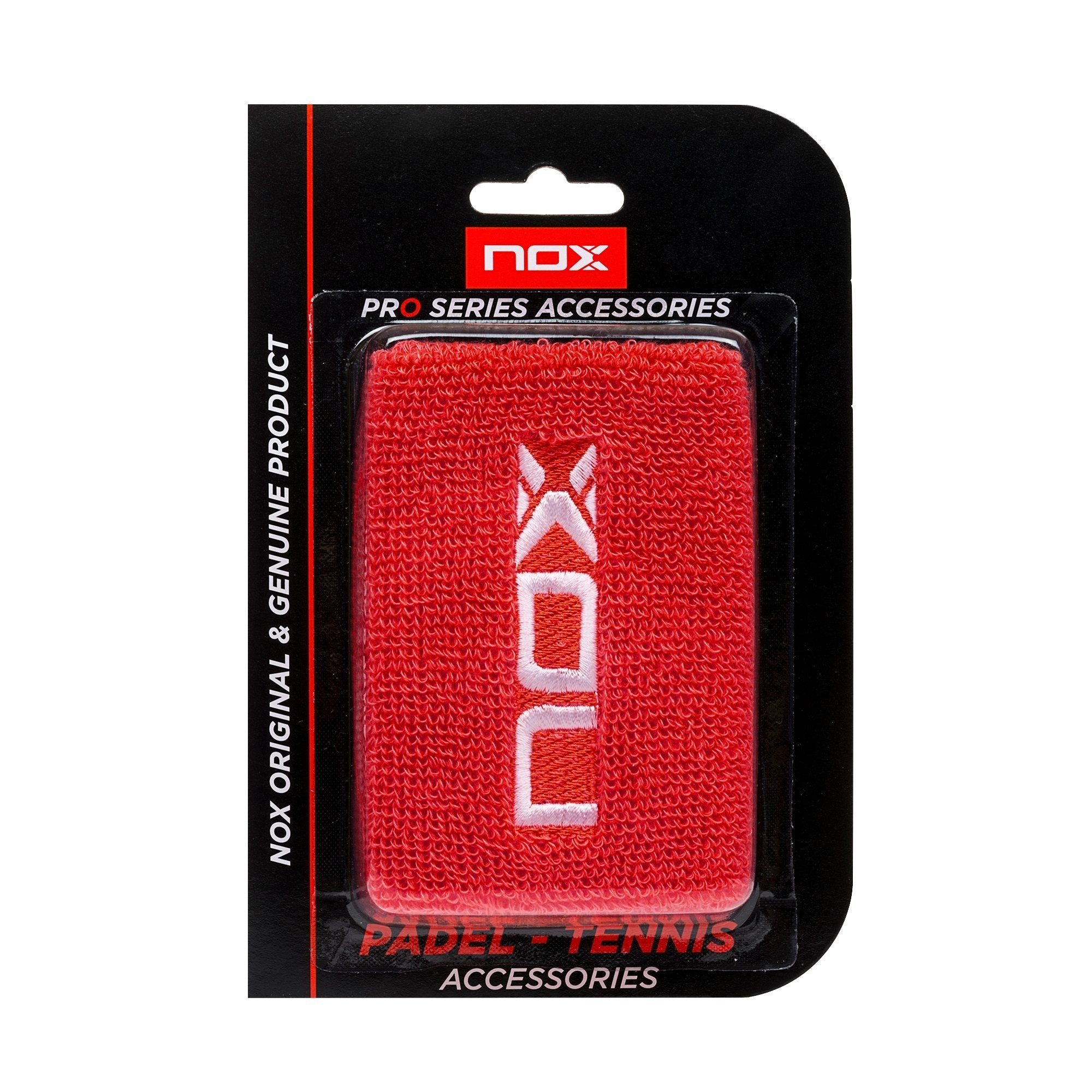 NOX Schweißbänder Rot mit weißem Logo, 2er-Pack