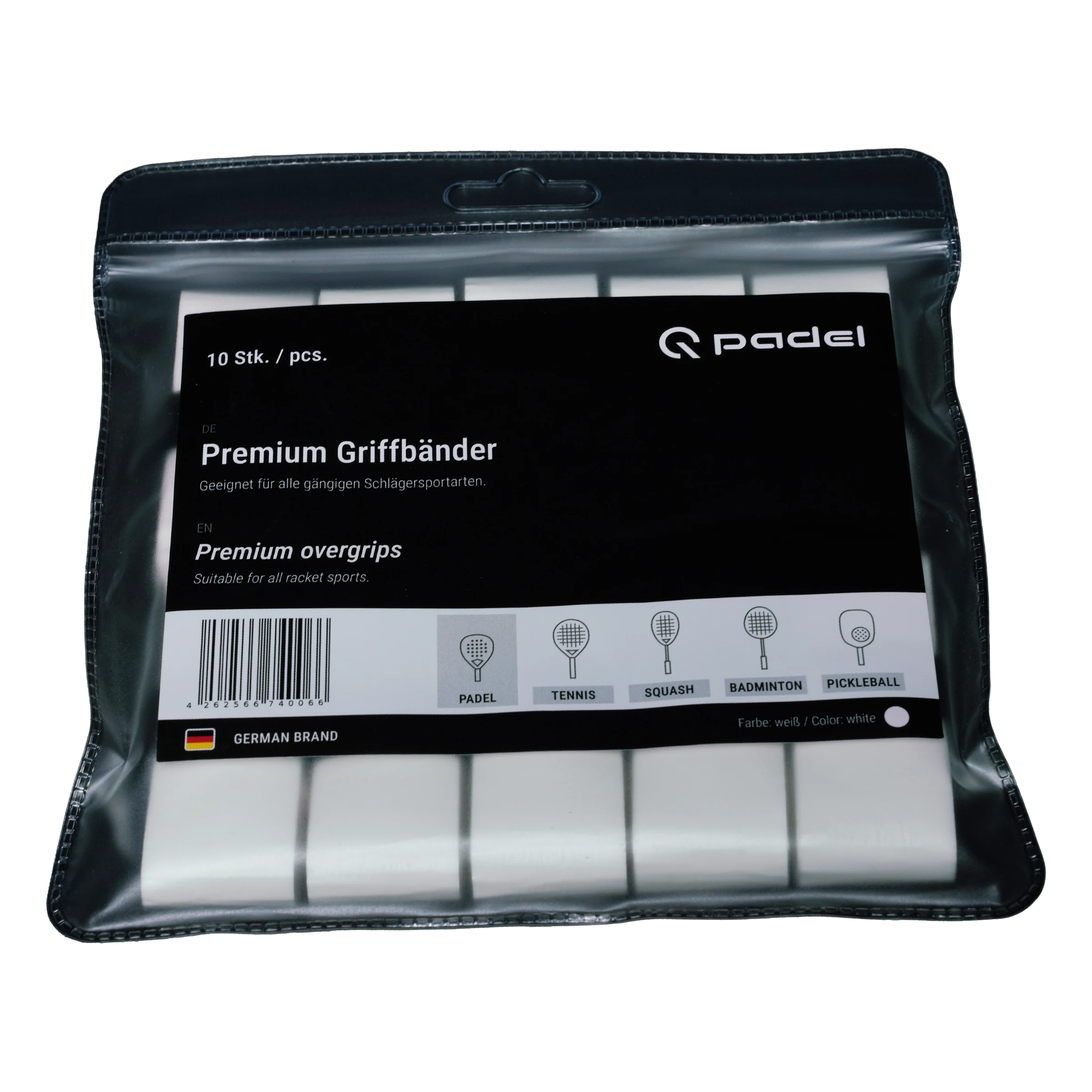 Q Padel Premium Overgrip Weiß (10 Stück)
