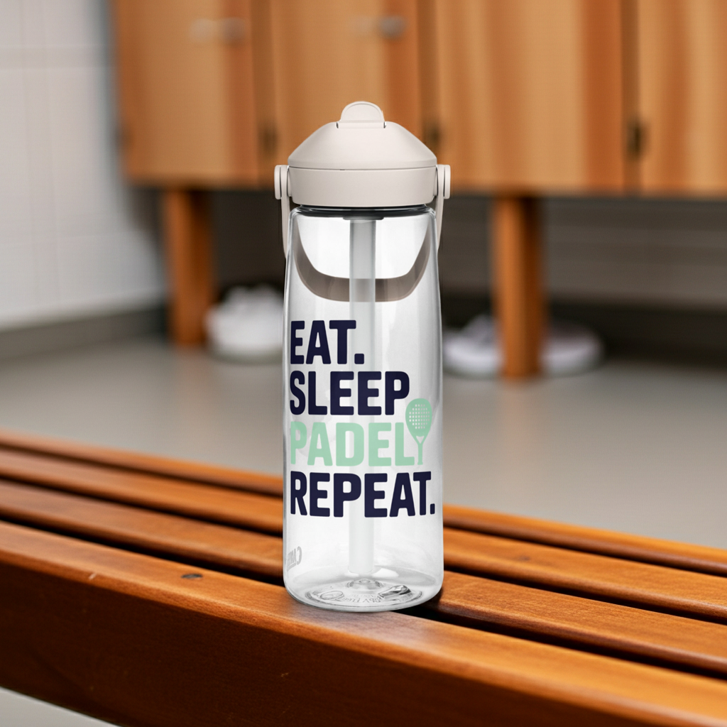 Sport-Wasserflasche mit umklappbarem Trinkhalm